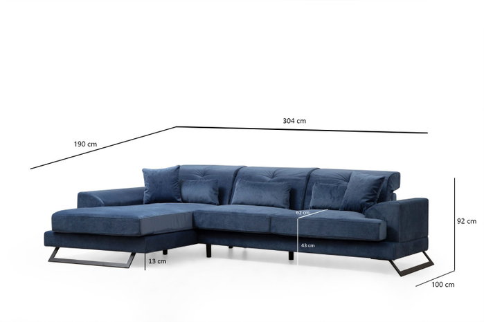 Atelier Del Sofa Frido Left (Chl+3R) - Azul Marino
